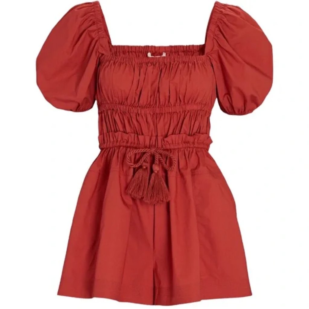 Ulla Johnson Alegria Puff Sleeve Poplin Romper